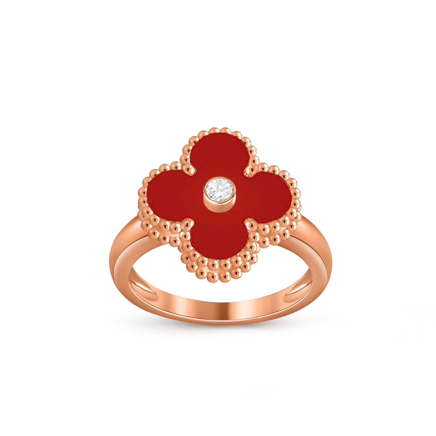 [Novalux]LUCKY CLOVER DIAMOND-ACCENT ROSE GOLD RING COLLECTION