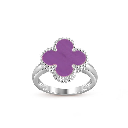 [Novalux]LUCKY CLOVER VINTAGE WHITE GOLD RING COLLECTION