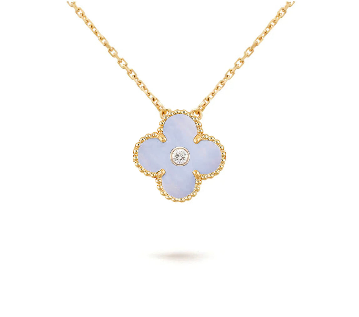 [Novalux]15MM CLOVER FLOWER DIAMOND PENDANT NECKLACE COLLECTION
