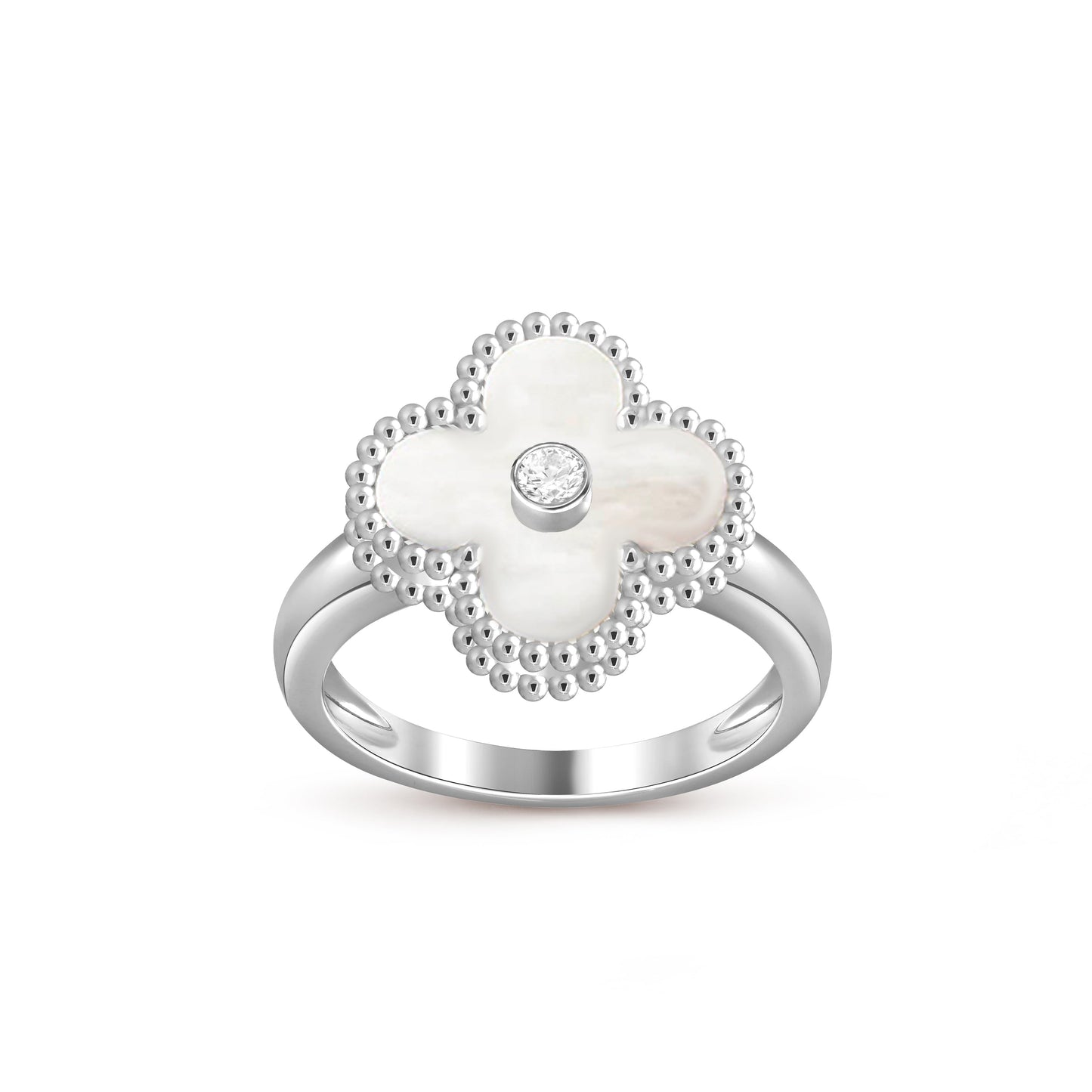 [Novalux]LUCKY CLOVER DIAMOND-ACCENT WHITE GOLD RING COLLECTION