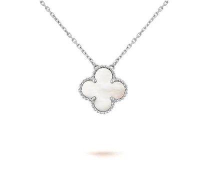 [Novalux]15MM CLOVER FLOWER PENDANT NECKLACE WHITE GOLD COLLECTION
