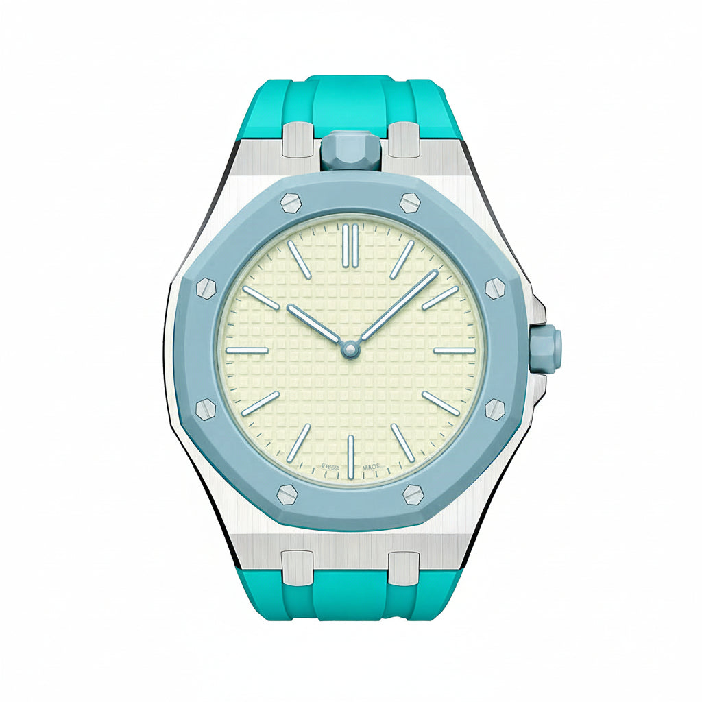 [Novalux]OAK POP SKY BLUE STEEL SILICONE STRAP