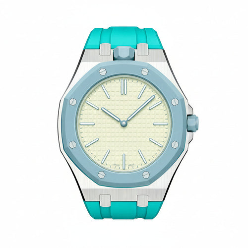 [Novalux]OAK POP SKY BLUE STEEL SILICONE STRAP