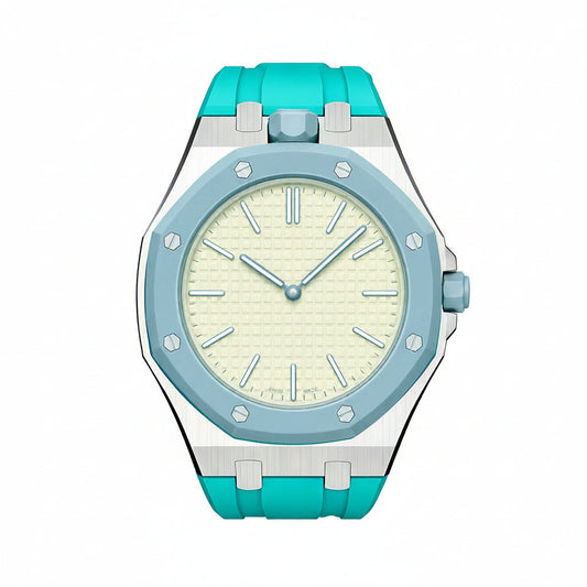 [Novalux]OAK POP SKY BLUE STEEL SILICONE STRAP
