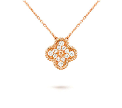[Novalux]15MM CLOVER FLOWER DIAMOND PENDANT NECKLACE COLLECTION