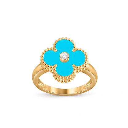 [Novalux]LUCKY CLOVER DIAMOND-ACCENT GOLD RING COLLECTION