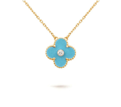 [Novalux]15MM CLOVER FLOWER DIAMOND PENDANT NECKLACE COLLECTION