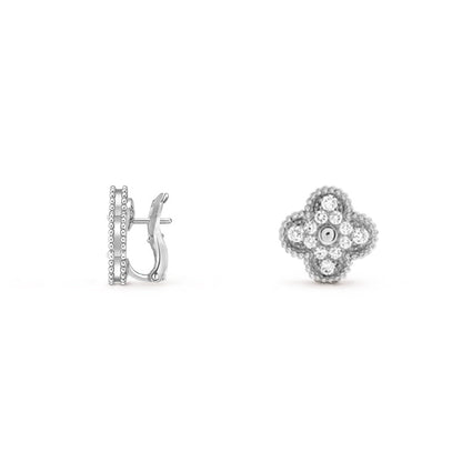[Novalux]15MM CLOVER FLOWER STUD EARRINGS WHITE GOLD COLLECTION