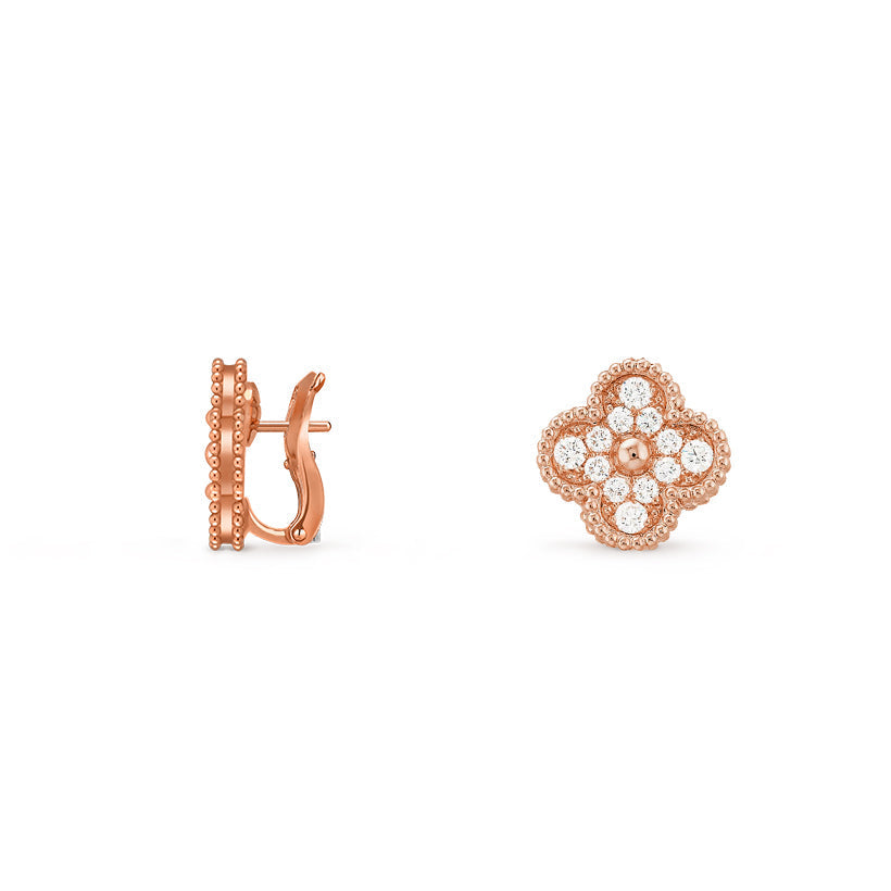 [Novalux]15MM CLOVER FLOWER STUD EARRINGS ROSE GOLD COLLECTION