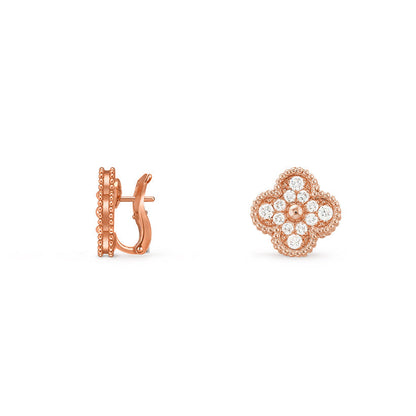 [Novalux]15MM CLOVER FLOWER STUD EARRINGS ROSE GOLD COLLECTION
