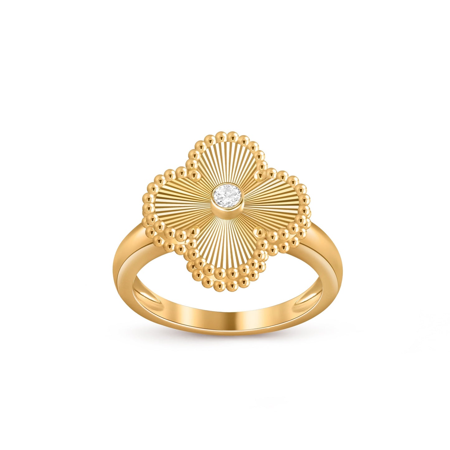 [Novalux]LUCKY CLOVER DIAMOND-ACCENT GOLD RING COLLECTION