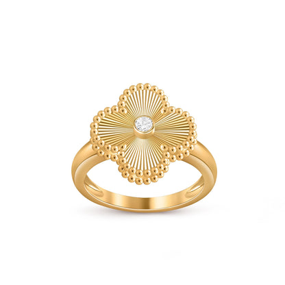 [Novalux]LUCKY CLOVER DIAMOND-ACCENT GOLD RING COLLECTION