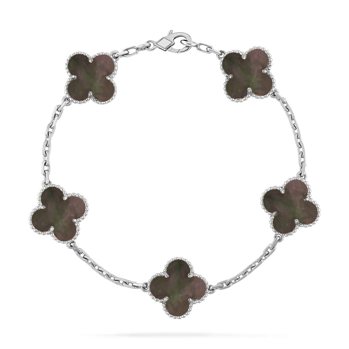 [Novalux]LUCKY CLOVER 5-MOTIF BRACELET - GREY MOTHER-OF-PEARL COLLECTION
