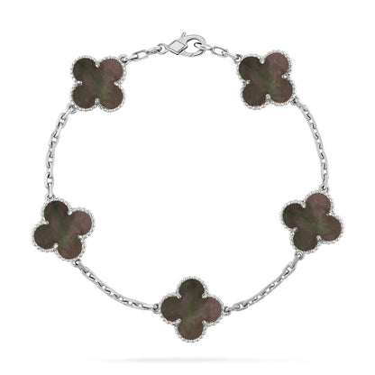 [Novalux]LUCKY CLOVER 5-MOTIF BRACELET - GREY MOTHER-OF-PEARL COLLECTION