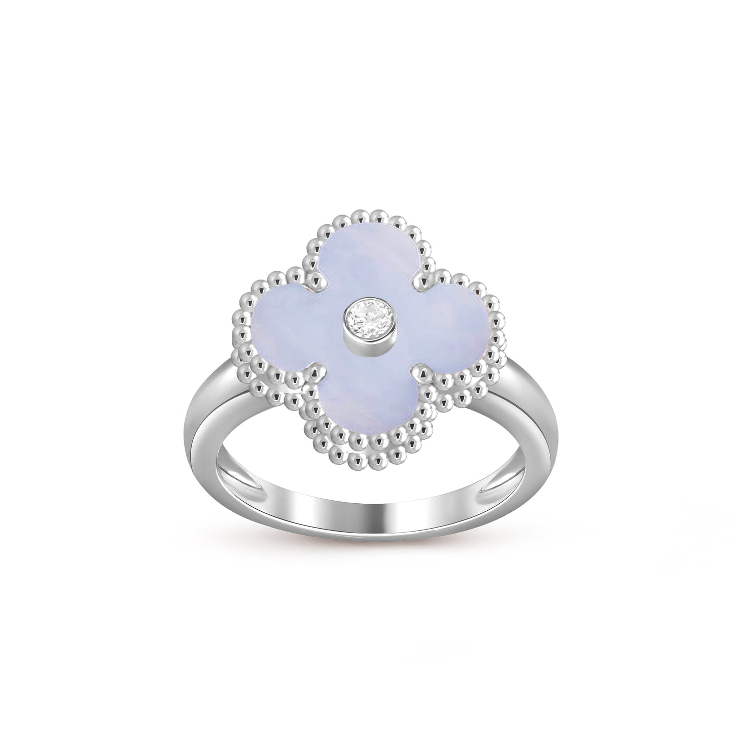 [Novalux]LUCKY CLOVER DIAMOND-ACCENT WHITE GOLD RING COLLECTION