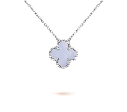[Novalux]15MM CLOVER FLOWER PENDANT NECKLACE WHITE GOLD COLLECTION