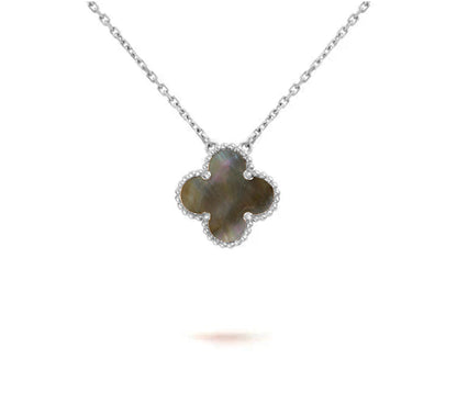 [Novalux]15MM CLOVER FLOWER PENDANT NECKLACE WHITE GOLD COLLECTION