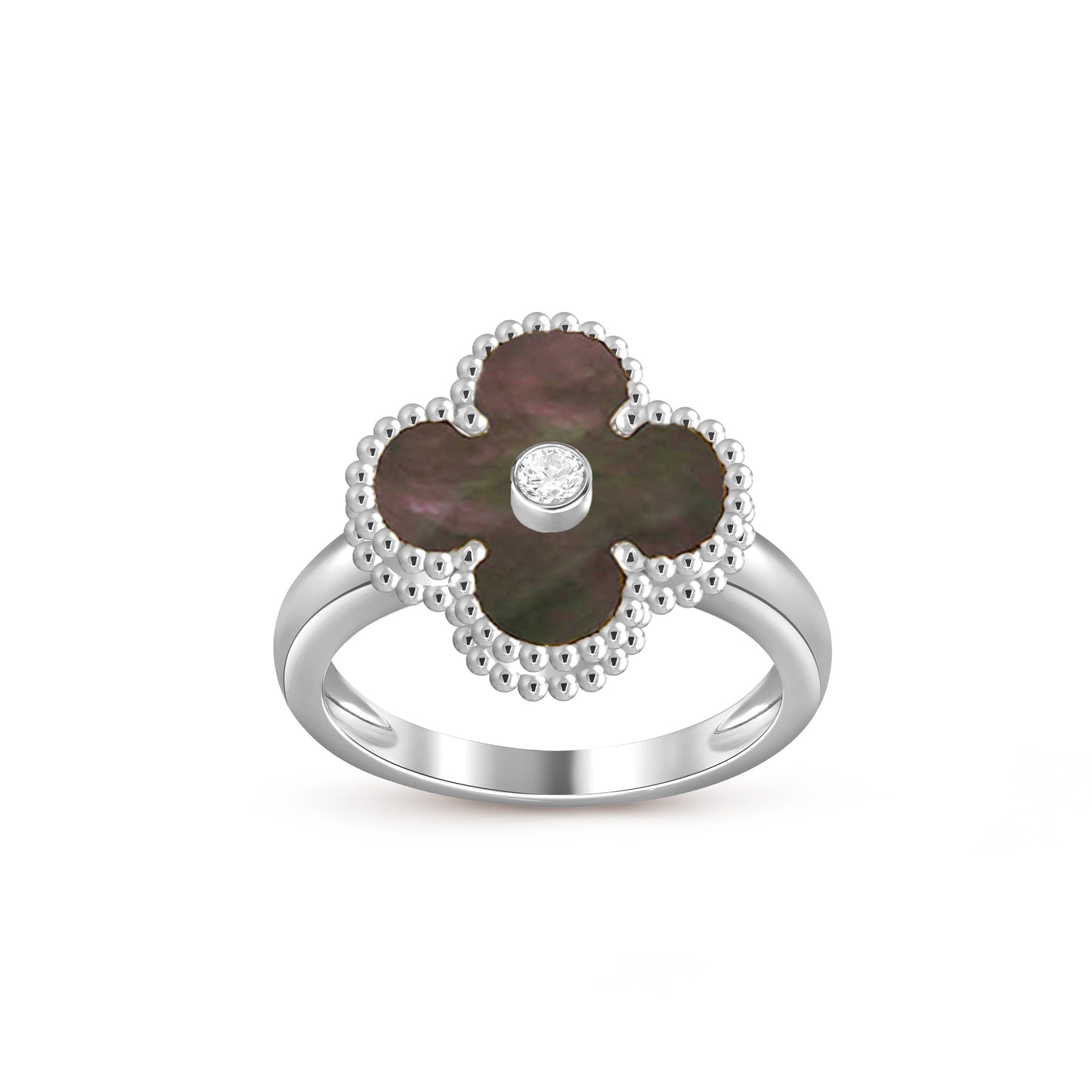 [Novalux]LUCKY CLOVER DIAMOND-ACCENT WHITE GOLD RING COLLECTION