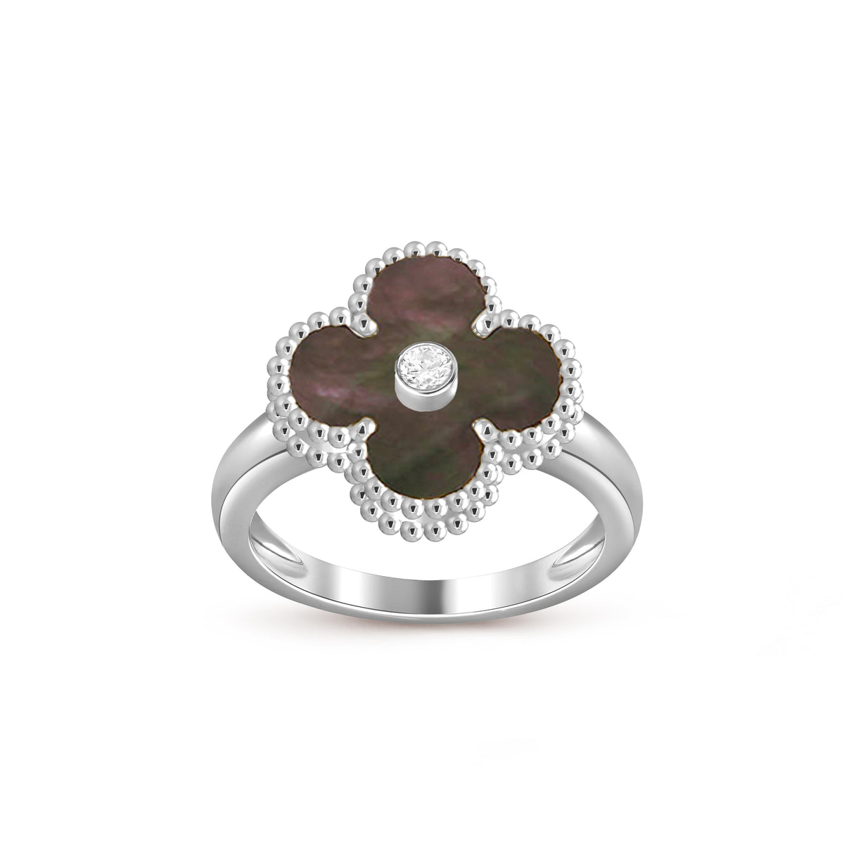 [Novalux]LUCKY CLOVER DIAMOND-ACCENT WHITE GOLD RING COLLECTION