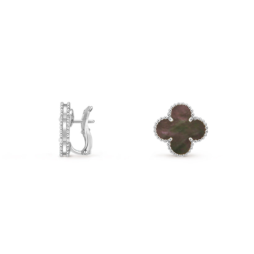 [Novalux]15MM CLOVER FLOWER STUD EARRINGS WHITE GOLD COLLECTION