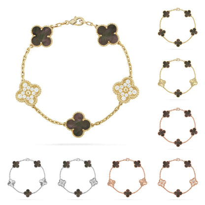 [Novalux]LUCKY CLOVER 5-MOTIF BRACELET - GREY MOTHER-OF-PEARL COLLECTION