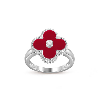 [Novalux]LUCKY CLOVER DIAMOND-ACCENT WHITE GOLD RING COLLECTION