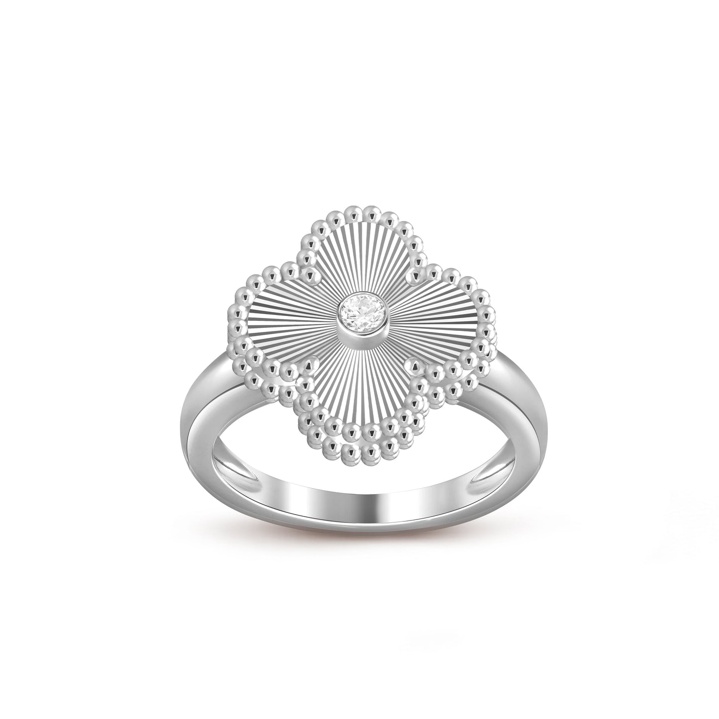 [Novalux]LUCKY CLOVER DIAMOND-ACCENT WHITE GOLD RING COLLECTION