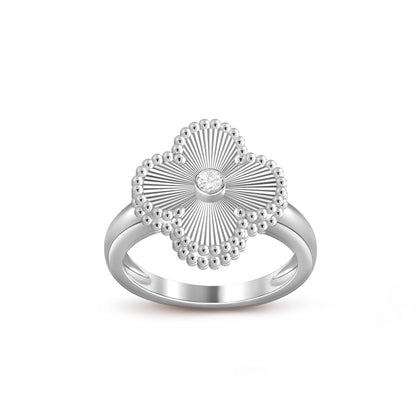 [Novalux]LUCKY CLOVER DIAMOND-ACCENT WHITE GOLD RING COLLECTION