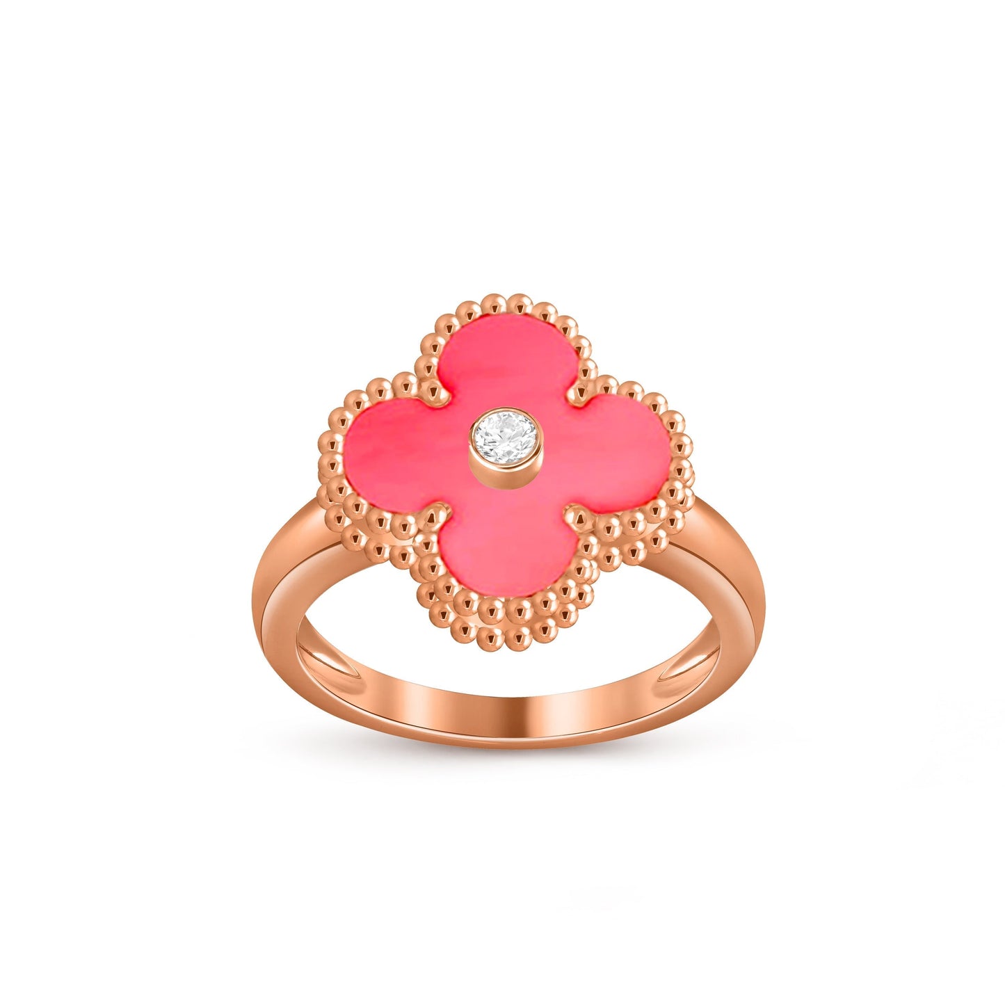 [Novalux]LUCKY CLOVER DIAMOND-ACCENT ROSE GOLD RING COLLECTION