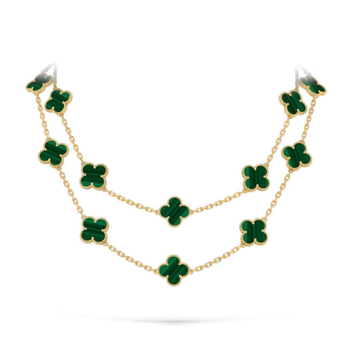 [Novalux]CLASSIC 20-MOTIF LUCKY CLOVER LONG NECKLACE GOLD COLLECTION