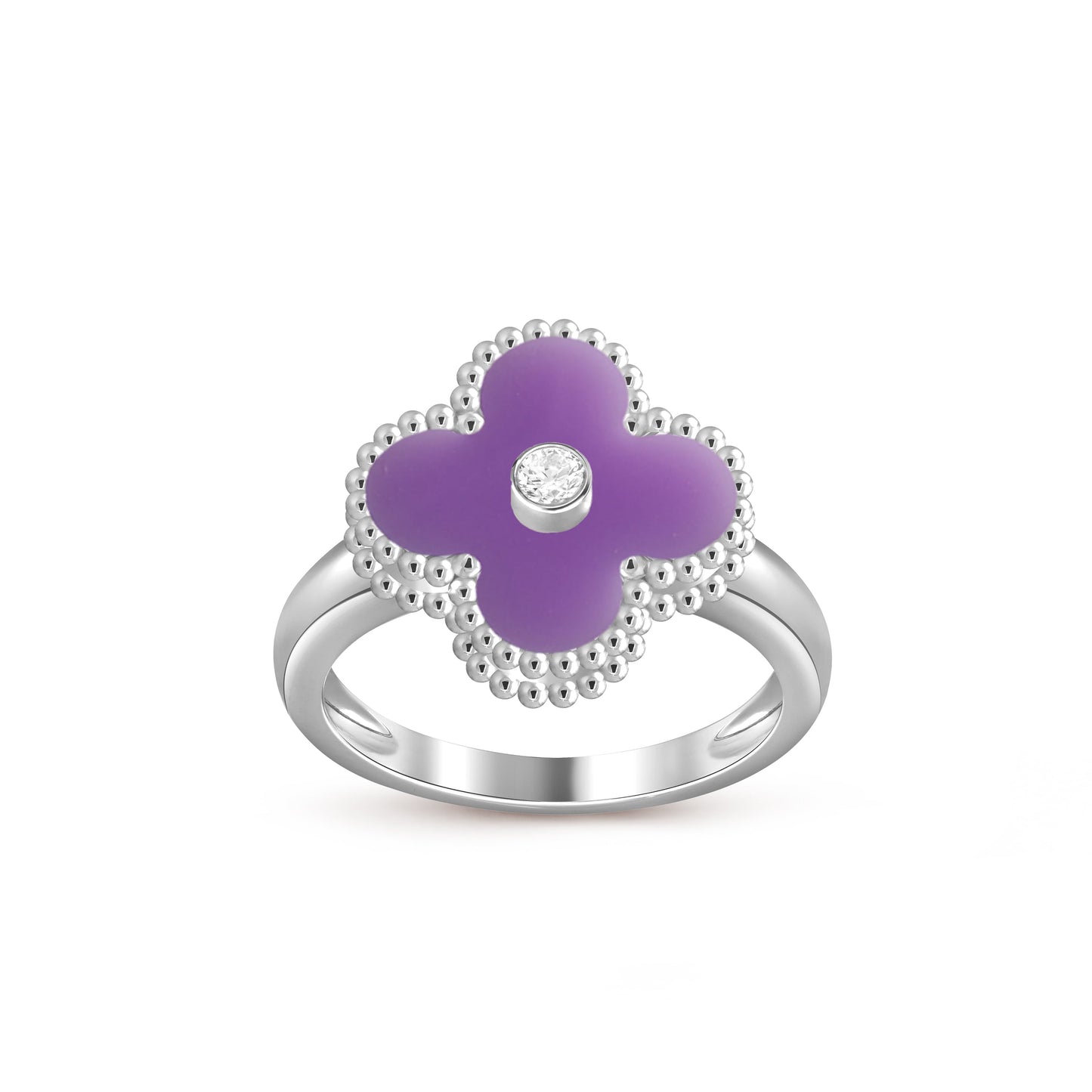[Novalux]LUCKY CLOVER DIAMOND-ACCENT WHITE GOLD RING COLLECTION