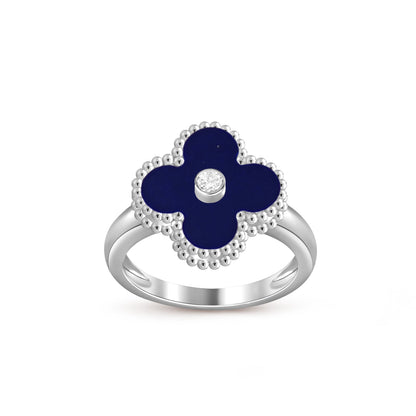 [Novalux]LUCKY CLOVER DIAMOND-ACCENT WHITE GOLD RING COLLECTION