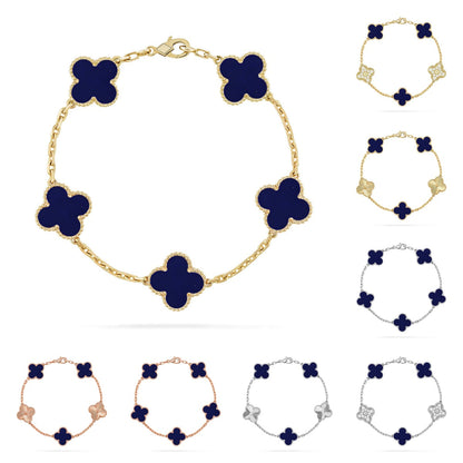 [Novalux]LUCKY CLOVER 5-MOTIF BRACELET - LAPIS LAZULI COLLECTION