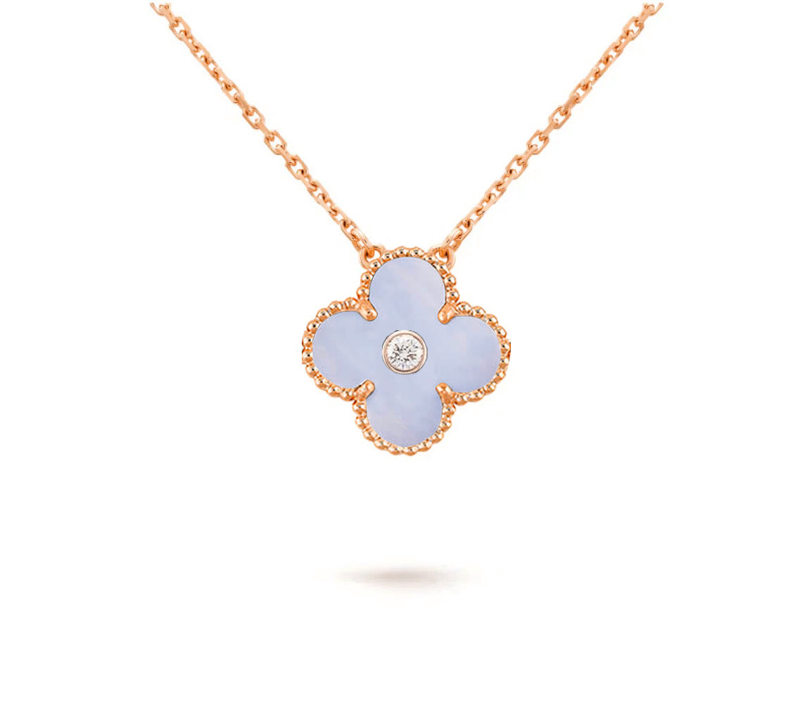 [Novalux]15MM CLOVER FLOWER DIAMOND PENDANT NECKLACE COLLECTION