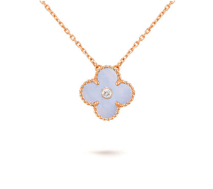 [Novalux]15MM CLOVER FLOWER DIAMOND PENDANT NECKLACE COLLECTION