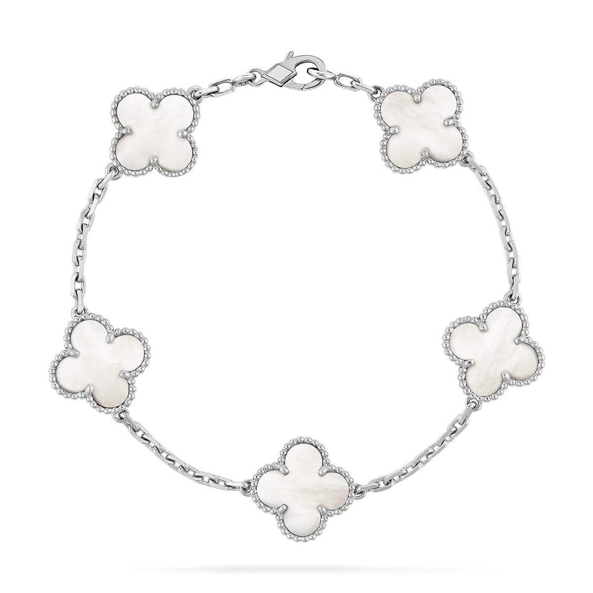 [Novalux]LUCKY CLOVER 5-MOTIF BRACELET - WHITE MOTHER-OF-PEARL COLLECTION