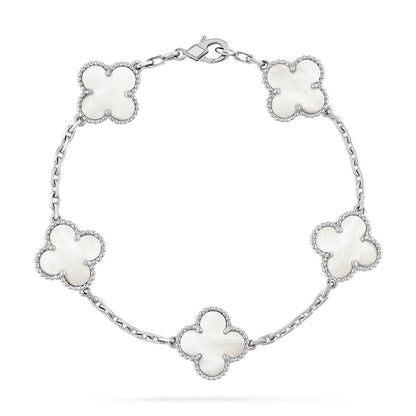 [Novalux]LUCKY CLOVER 5-MOTIF BRACELET - WHITE MOTHER-OF-PEARL COLLECTION