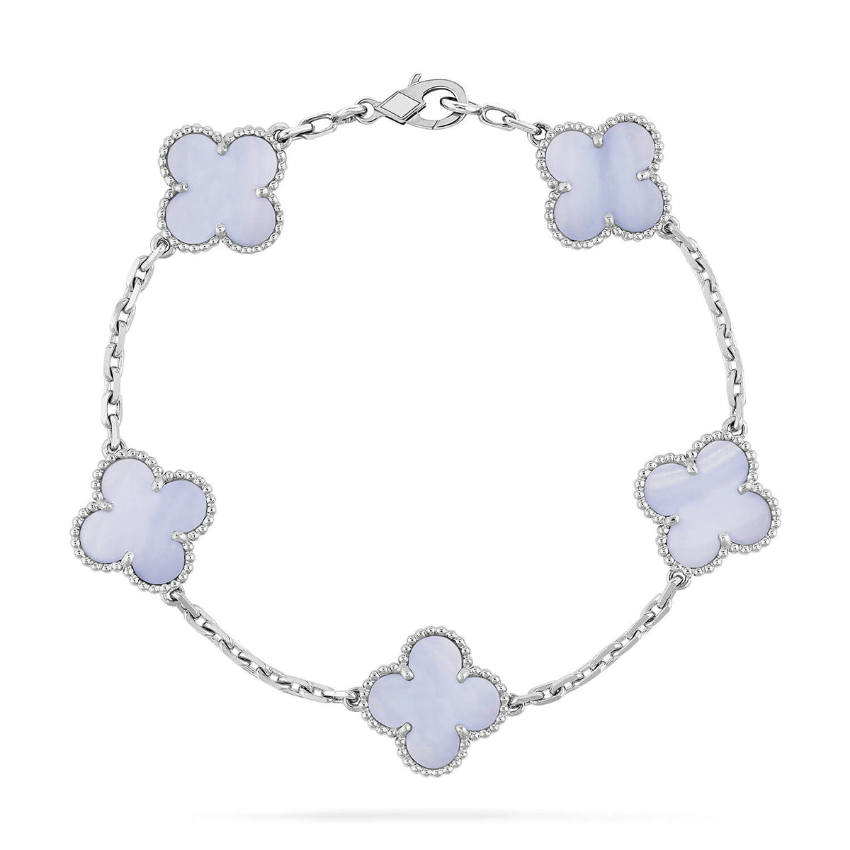 [Novalux]LUCKY CLOVER 5-MOTIF BRACELET - PURPLE CHALCEDONY COLLECTION