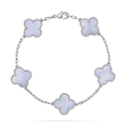 [Novalux]LUCKY CLOVER 5-MOTIF BRACELET - PURPLE CHALCEDONY COLLECTION