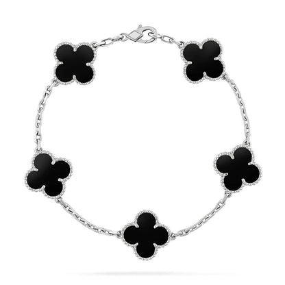 [Novalux]LUCKY CLOVER 5-MOTIF BRACELET - BLACK OXNY COLLECTION