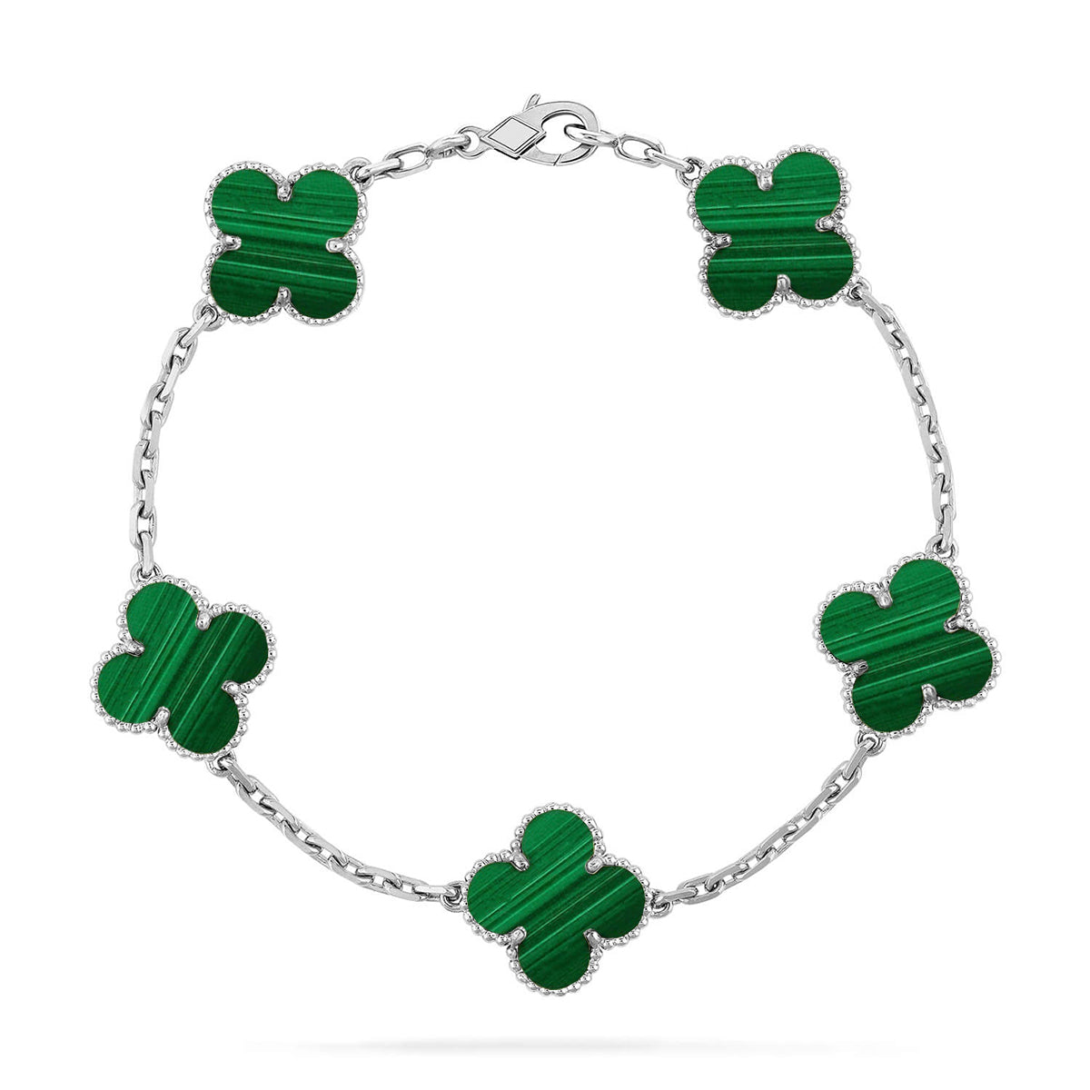 [Novalux]LUCKY CLOVER 5-MOTIF BRACELET - MALACHITE COLLECTION