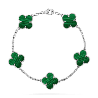 [Novalux]LUCKY CLOVER 5-MOTIF BRACELET - MALACHITE COLLECTION
