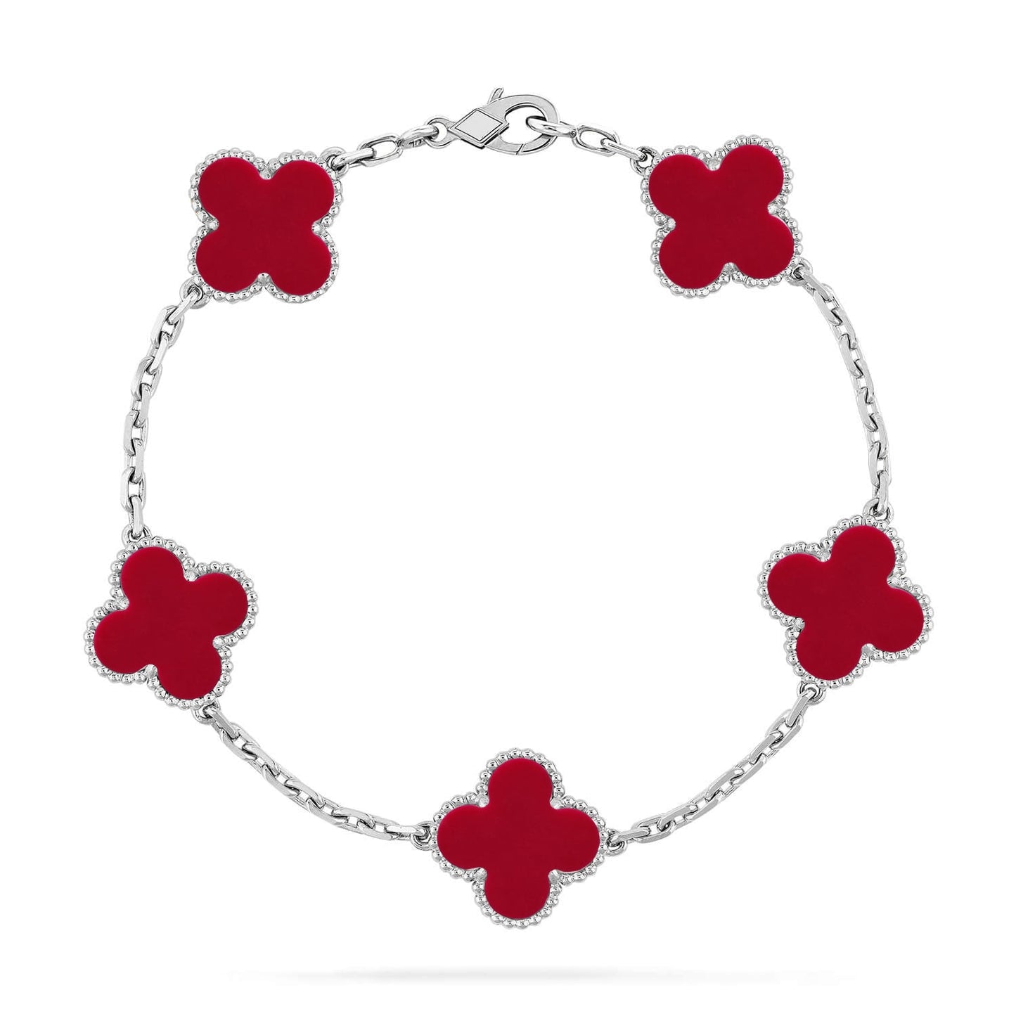 [Novalux]LUCKY CLOVER 5-MOTIF BRACELET - RED CARNELIAN COLLECTION
