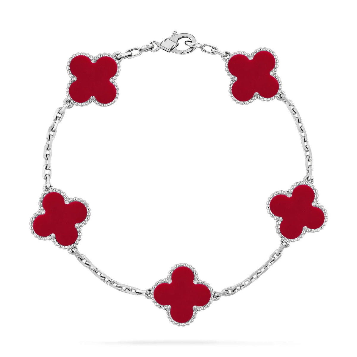 [Novalux]LUCKY CLOVER 5-MOTIF BRACELET - RED CARNELIAN COLLECTION