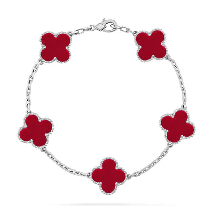 [Novalux]LUCKY CLOVER 5-MOTIF BRACELET - RED CARNELIAN COLLECTION