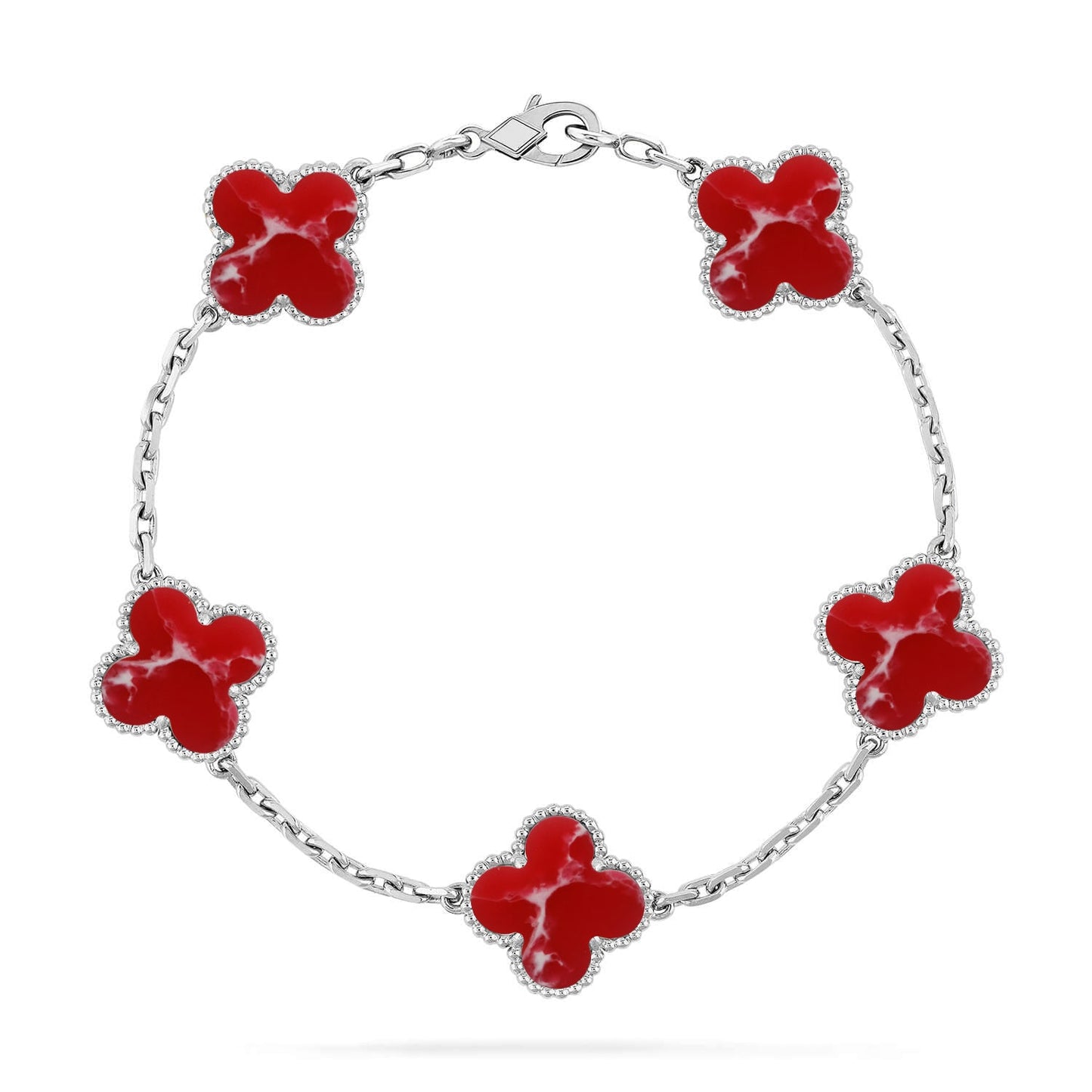 [Novalux]LUCKY CLOVER 5-MOTIF BRACELET - RED LARIMAR COLLECTION