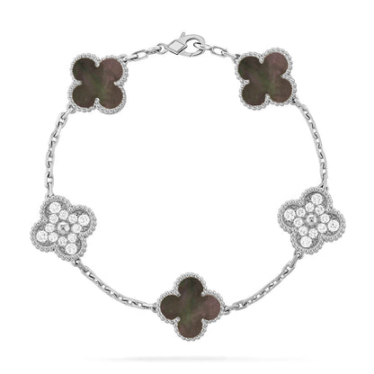 [Novalux]LUCKY CLOVER 5-MOTIF BRACELET - GREY MOTHER-OF-PEARL COLLECTION