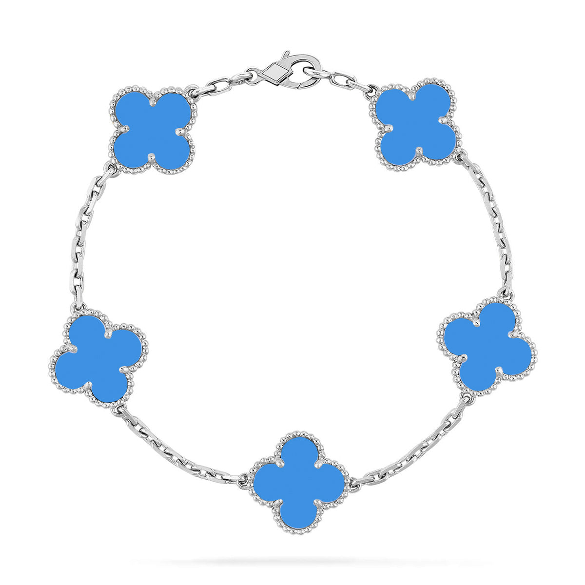 [Novalux]LUCKY CLOVER 5-MOTIF BRACELET - BLUE AGATE COLLECTION