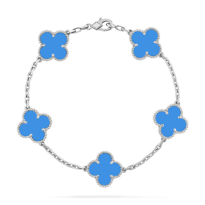[Novalux]LUCKY CLOVER 5-MOTIF BRACELET - BLUE AGATE COLLECTION