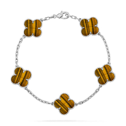 [Novalux]LUCKY CLOVER 5-MOTIF BRACELET -  TIGER’S EYE COLLECTION